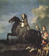 Bourdon, Sebastien Queen Christina of Sweden on Horseback oil painting reproduction